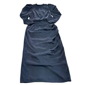 Keepsake Dress Womens Medium Long Sleeve Midi Ruched Satin Formal Elegant Occasi